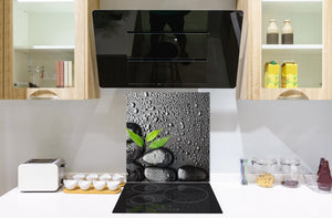 Pantalla anti-salpicaduras cocina – Frente de cocina de cristal templado – BS02 Serie Piedras: Gotas de agua sobre piedra 21