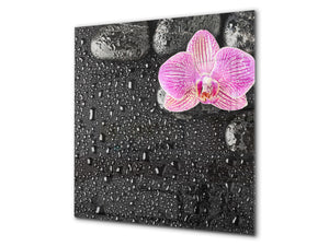 Unique Glass kitchen panel BS02 Stone Series: Orchid Drops Of Water