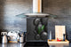 Einzigartiges Glas-Küchenpanel – Hartglas-Rückwand – Kunstdesign Glasaufkantung BS02 Serie Stein: Leaf On The Stone 2