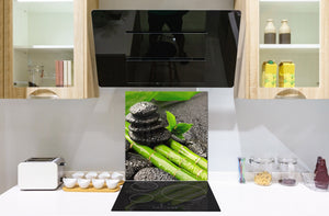 Pantalla anti-salpicaduras cocina – Frente de cocina de cristal templado – BS02 Serie Piedras: Piedra de bambú 1