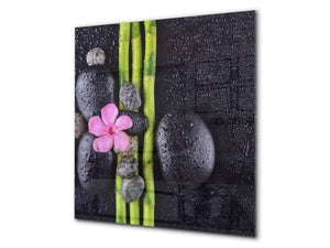 Unique Glass kitchen panel BS02 Stone Series: Bamboo Flower 1