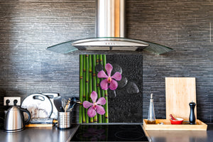 Unique Glass kitchen panel BS02 Stone Series: Bamboo Flower 2
