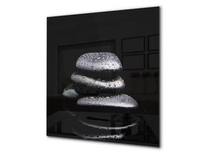 Originale pannello cucina vetro – Paraschizzi vetro – Pannello vetro artistico BS02 Serie pietre:  Gocce d'acqua di pietra 10