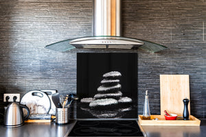 Einzigartiges Glas-Küchenpanel – Hartglas-Rückwand – Kunstdesign Glasaufkantung BS02 Serie Stein: Stone Water Drops 12