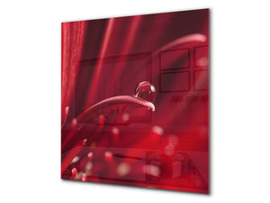 Paraschizzi cucina vetro – Paraschizzi vetro temperato – Paraschizzi con foto BS03 Serie fiori : Fiore rosso 4