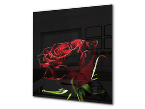 Glass kitchen backsplash – Photo backsplash BS03 Flower Series: Red Rose 1