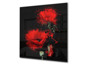 Glass kitchen backsplash – Photo backsplash BS03 Flower Series: Red Flower 5