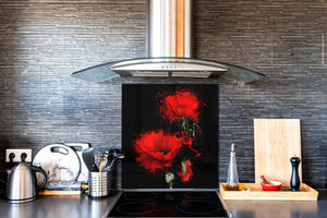 Glass kitchen backsplash – Photo backsplash BS03 Flower Series: Red Flower 5