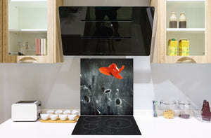 Paraschizzi cucina vetro – Paraschizzi vetro temperato – Paraschizzi con foto BS03 Serie fiori : Papavero rosso
