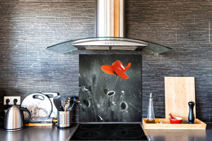 Paraschizzi cucina vetro – Paraschizzi vetro temperato – Paraschizzi con foto BS03 Serie fiori : Papavero rosso