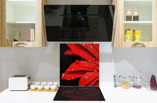 Glass kitchen backsplash – Photo backsplash BS03 Flower Series: Red Flower 8