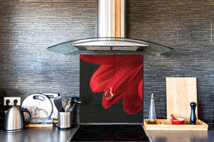 Paraschizzi cucina vetro – Paraschizzi vetro temperato – Paraschizzi con foto BS03 Serie fiori : Gocce d'acqua di fiori