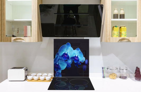 Glass kitchen backsplash – Photo backsplash BS03 Flower Series: Blue Orchid 1