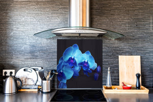 Paraschizzi cucina vetro – Paraschizzi vetro temperato – Paraschizzi con foto BS03 Serie fiori : Blue Orchid 1