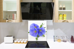 Glass kitchen backsplash – Photo backsplash BS03 Flower Series: Blue Flower 1