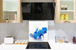 Glass kitchen backsplash – Photo backsplash BS03 Flower Series: Blue Orchid 2