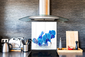 Paraschizzi cucina vetro – Paraschizzi vetro temperato – Paraschizzi con foto BS03 Serie fiori : Blue Orchid 2