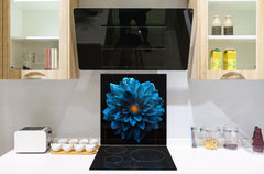 Glass kitchen backsplash – Photo backsplash BS03 Flower Series: Blue Flower 2