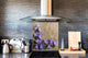 Gehärtete Glasrückwand – Glasrückwand mit aufgedrucktem kunstvollen Design BS04 Serie Löwenzahn und Blumen:  Purple Flower 2