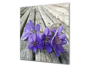Toughened glass backsplash BS 04 Dandelion and flowers series: Purple Flower 3