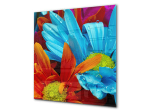 Toughened glass backsplash BS 04 Dandelion and flowers series: Colorful Flower