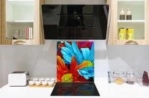 Antiprojections artistique imprimé sur verre BS04 Série pissenlits et fleurs:  Fleur colorée