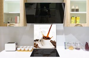 Aufgedrucktes Hartglas-Wandkunstwerk – Glasküchenrückwand BS05A Serie Kaffee A:  Spilled Coffee Beans 3
