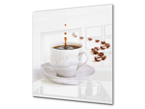 Arte murale stampata su vetro temperato – Paraschizzi in vetro da cucina BS05A Serie caffè A : Chicchi di caffè versati 4
