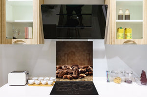 Arte murale stampata su vetro temperato – Paraschizzi in vetro da cucina BS05A Serie caffè A : Chicchi di caffè marrone 3