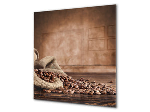 Antiprojections en verre cuisine BS05A Série café A: Grains de café brun 4