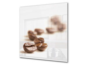 Arte murale stampata su vetro temperato – Paraschizzi in vetro da cucina BS05A Serie caffè A :  Caffè su sfondo bianco