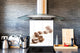 Aufgedrucktes Hartglas-Wandkunstwerk – Glasküchenrückwand BS05A Serie Kaffee A:  Coffee On White Background