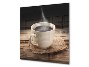 Printed Tempered glass wall art BS05A Coffee A Series: Black Coffee Brown