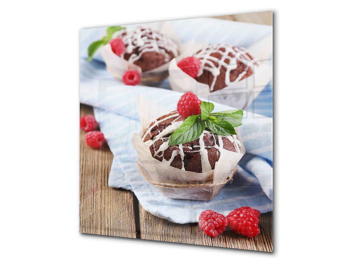 Protector antisalpicaduras – Panel de vidrio para cocina – BS06 Serie postres y dulces: Muffins Muffins