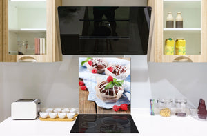 Magnifico paraschizzi in vetro stampato – Pannello in vetro temperato da cucina BS06 Pasticcini e dolci : Muffin ai muffin