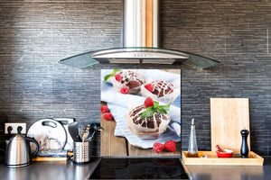 Magnifico paraschizzi in vetro stampato – Pannello in vetro temperato da cucina BS06 Pasticcini e dolci : Muffin ai muffin
