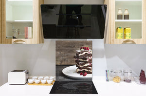 Stunning printed Glass backsplash BS06 Pastries and sweets: Cake With Raspberries