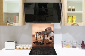Stunning printed Glass backsplash BS06 Pastries and sweets: Cake With Chocolate