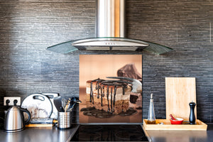 Magnifico paraschizzi in vetro stampato – Pannello in vetro temperato da cucina BS06 Pasticcini e dolci : Torta al cioccolato