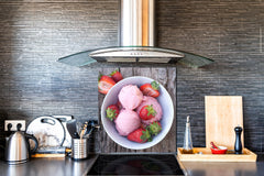 Stunning printed Glass backsplash BS06 Pastries and sweets: Strawberry Ice Cream
