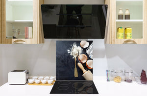 Glasrückwand mit atemberaubendem Aufdruck – Küchenwandpaneele aus gehärtetem Glas BS07 Serie Desserts:  Eggs Flour Rolling Pin