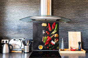 Rückwand aus gehärtetem Glas für Kochfeld – Glasauftankung – Rückwand für Küchenspüle BS08 Serie Pilze und Gemüse:  Herbs Spices 3