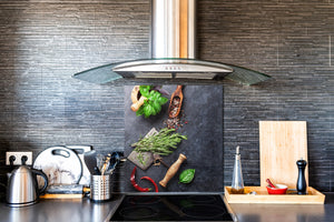 Pannello in vetro rinforzato – Paraschizzi in vetro – Paraspruzzi cucina e bagno BS08 Serie funghi e verdure: Erbe e spezie 5
