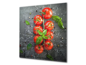 Rückwand aus gehärtetem Glas für Kochfeld – Glasauftankung – Rückwand für Küchenspüle BS08 Serie Pilze und Gemüse:  Seasoning Tomato 1