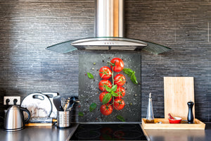 Panel de vidrio templado – Protector antisalpicaduras baños y cocinas – BS08 Serie setas y vegetales: Sazonador De Tomate 1