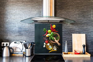 Pannello in vetro rinforzato – Paraschizzi in vetro – Paraspruzzi cucina e bagno BS08 Serie funghi e verdure: Erbe e spezie 6