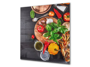 Panel de vidrio templado – Protector antisalpicaduras baños y cocinas – BS08 Serie setas y vegetales: Hierbas Vegetales
