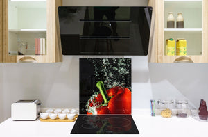 Pannello in vetro rinforzato – Paraschizzi in vetro – Paraspruzzi cucina e bagno BS08 Serie funghi e verdure: Vapor In Water