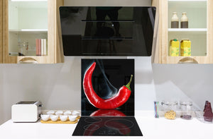 Rückwand aus gehärtetem Glas für Kochfeld – Glasauftankung – Rückwand für Küchenspüle BS08 Serie Pilze und Gemüse:  Pepper Balloon