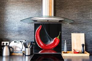 Rückwand aus gehärtetem Glas für Kochfeld – Glasauftankung – Rückwand für Küchenspüle BS08 Serie Pilze und Gemüse:  Pepper Balloon